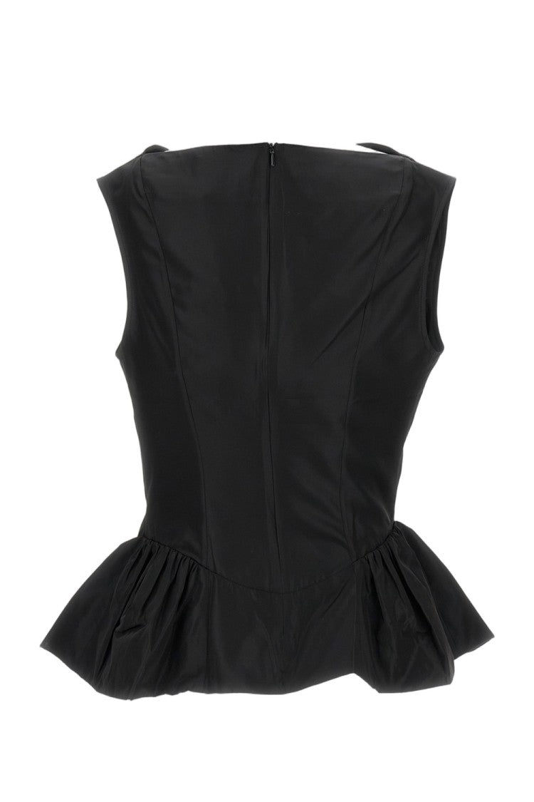 Simone Rocha Draped Fitted Top With Peplum Hem