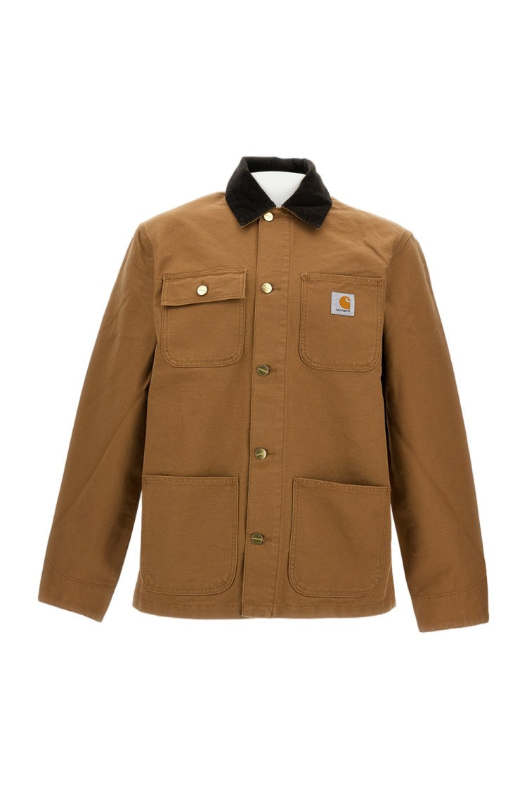Carhartt Wip Oversized Cotton Jacket With Ribbed Collar And Logo Detail