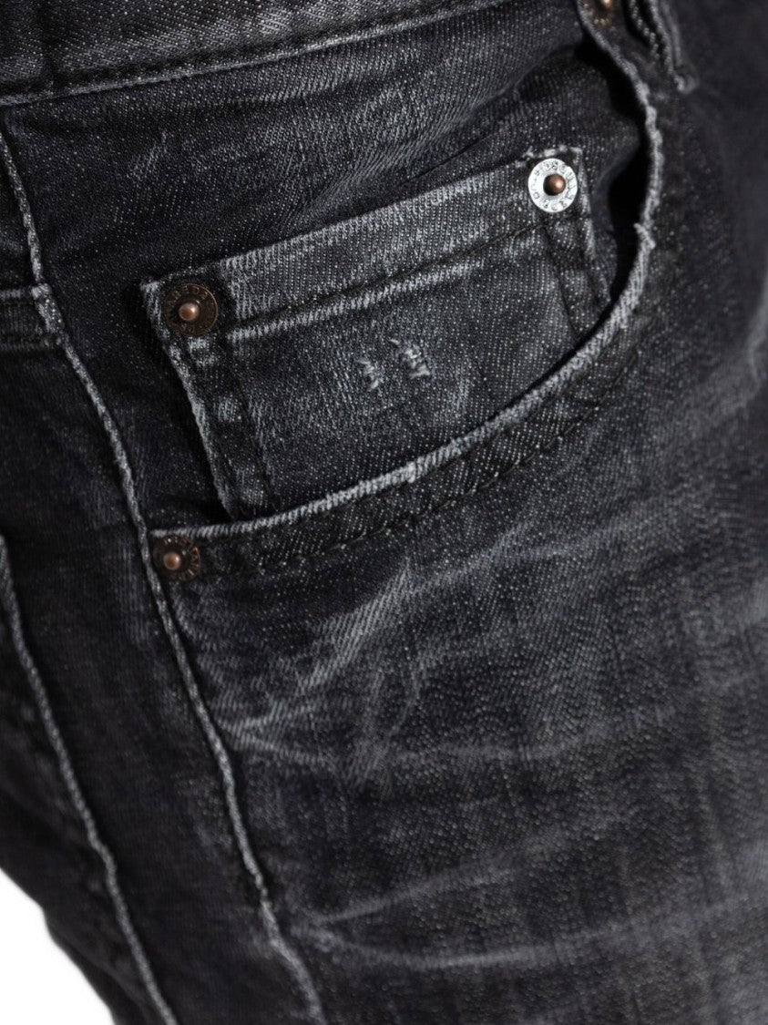 Dsquared2 Classic Black Cotton Jeans With Whiskering Effect