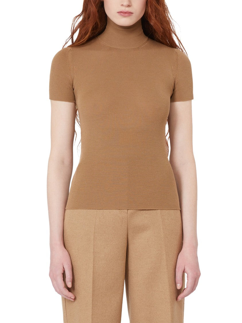 Max Mara Ribbed Knit Sweater With High Mock Neck