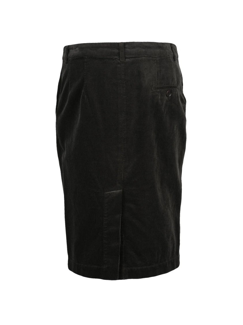 Aspesi Grey Cotton Corduroy Midi Skirt
