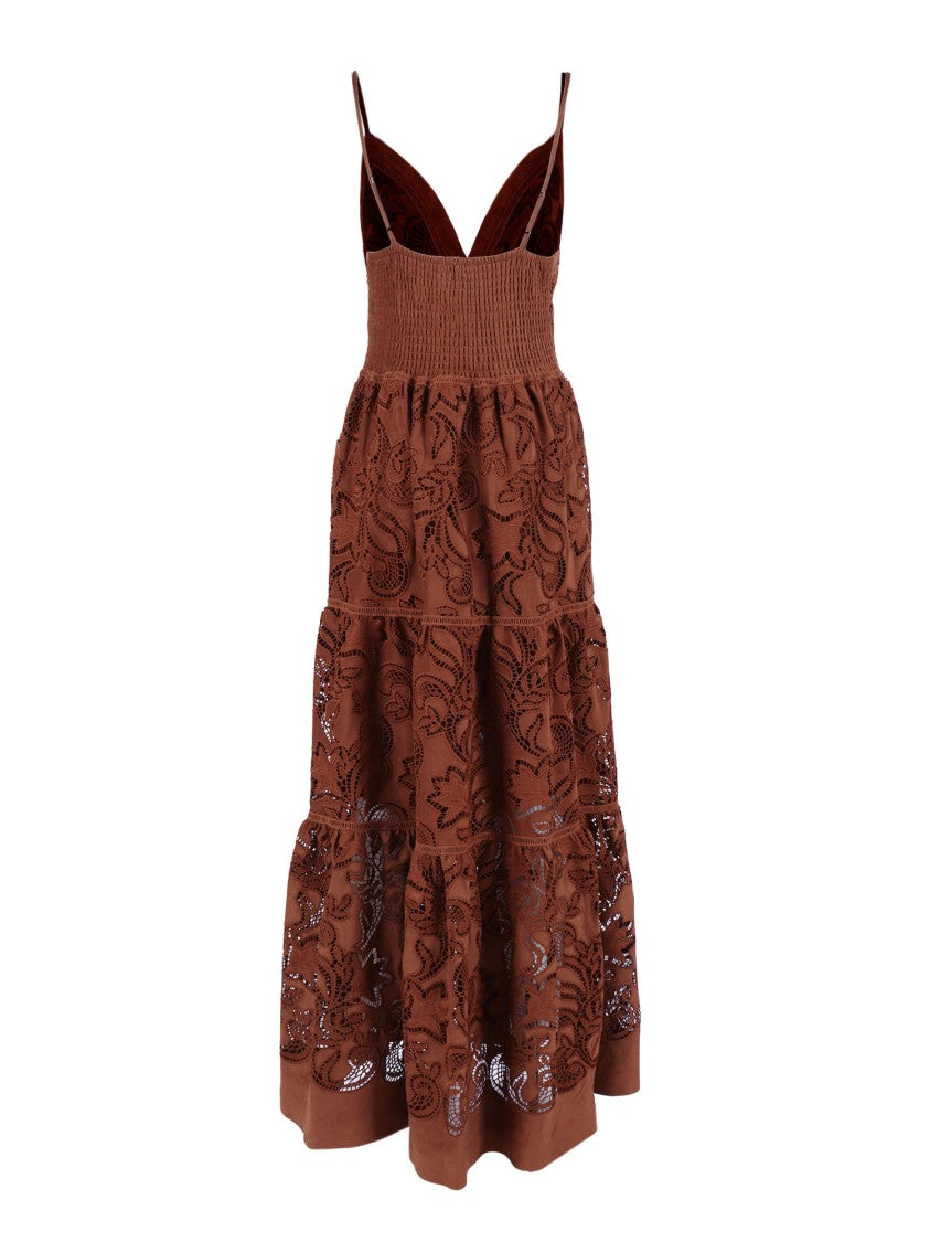 Ermanno Scervino Tiered Lace Cutout Midi Dress