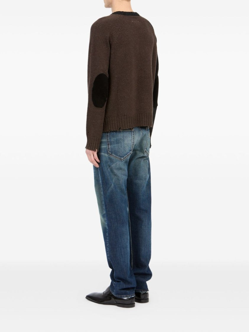 Mm6 By Maison Margiela Contrasting Sleeve Sweater With Distressed Hem