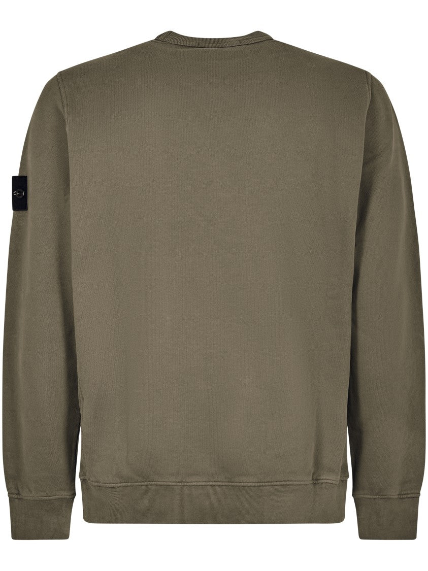 Stone Island Crew Neck Sweater With Distinctive Logo Patch