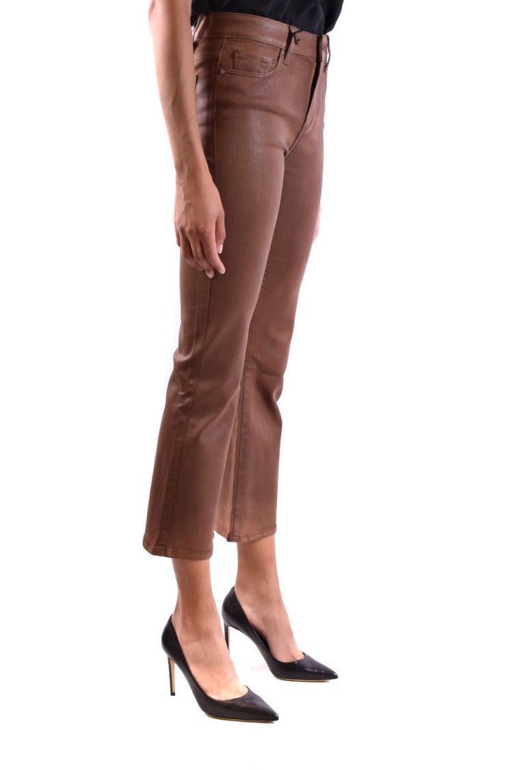 Paige Cropped Cognac Jeans With Flared Silhouette