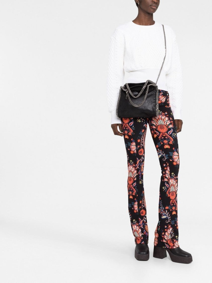 Stella Mccartney Textured Black Bag With Silver Chain Accents