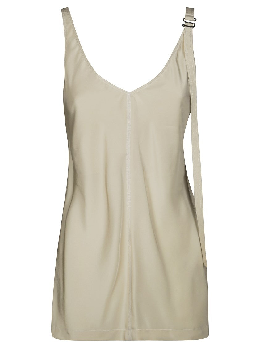 Sportmax Scoop Neck Viscose Top With Side Slits And Elegant Ties