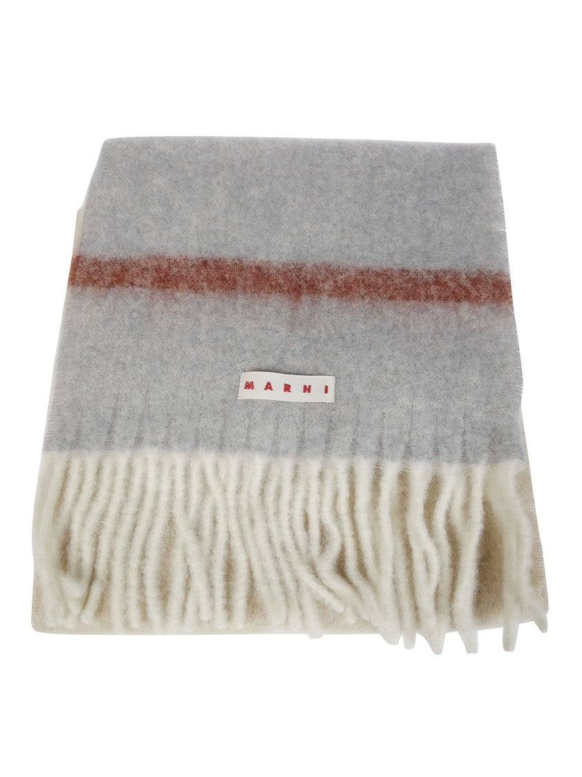 Marni Textured Finish Scarf In Light Grey