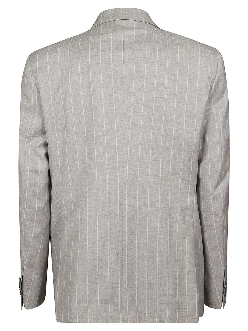 Tagliatore Light Grey Pinstripes Double Breasted Suit