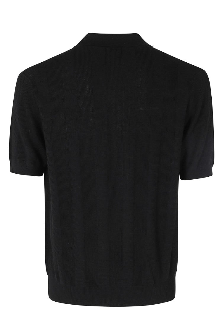 Kangra Black Skipper Single Thread Ribbed Trim Cotton Polo Shirt