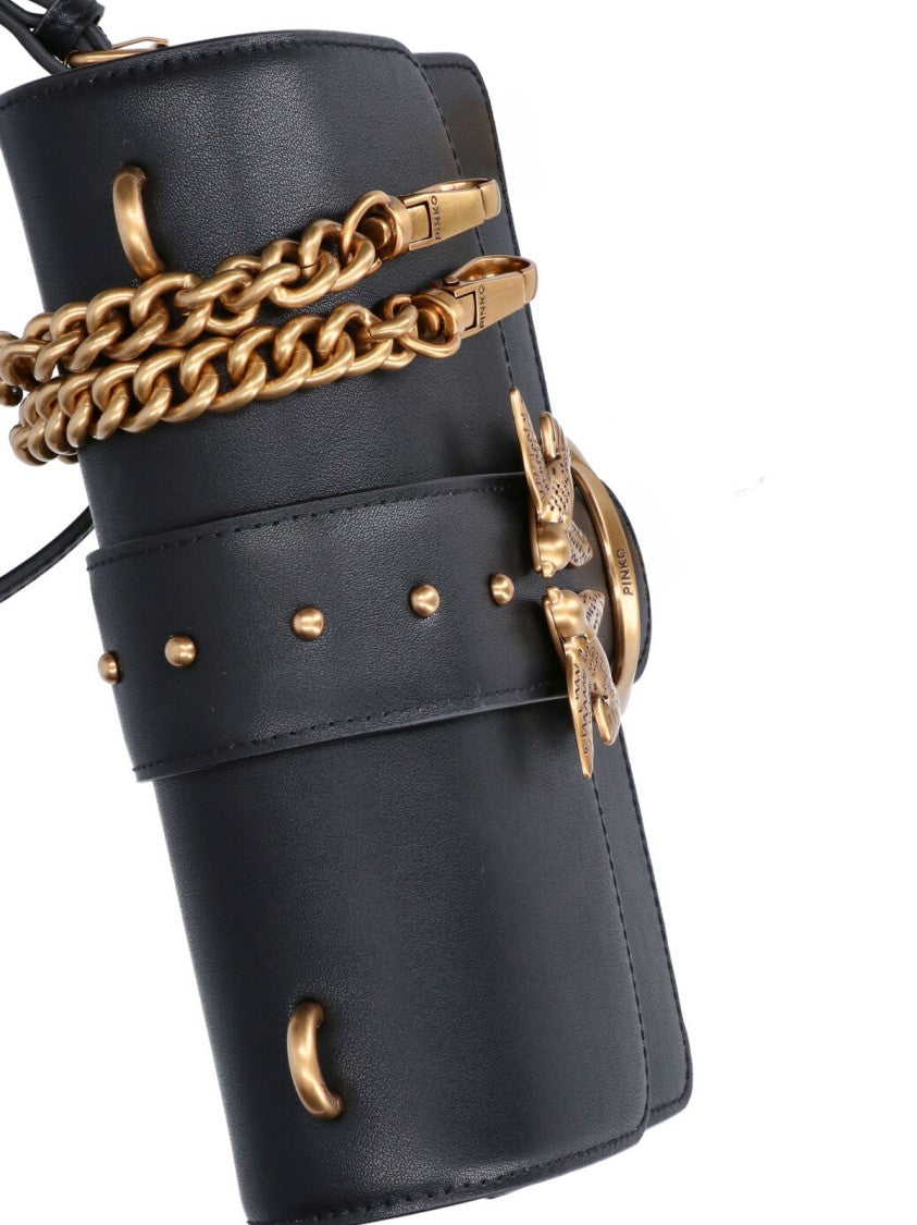 Pinko Black Love One Flap Leather Bag