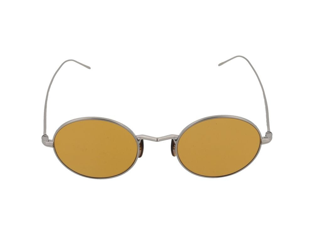 Oliver Peoples Vintage Amber Lens Titanium Round Frame Sunglasses