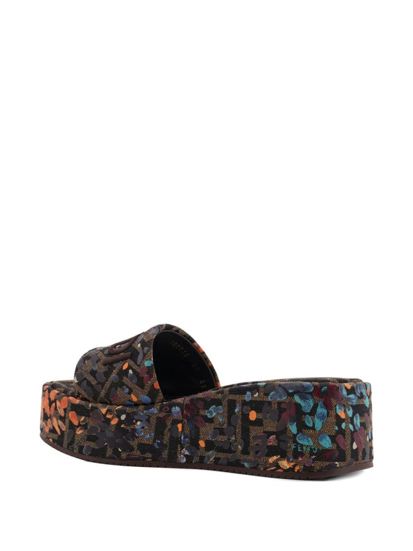 Fendi Artistic Slip-On Platform Sandals