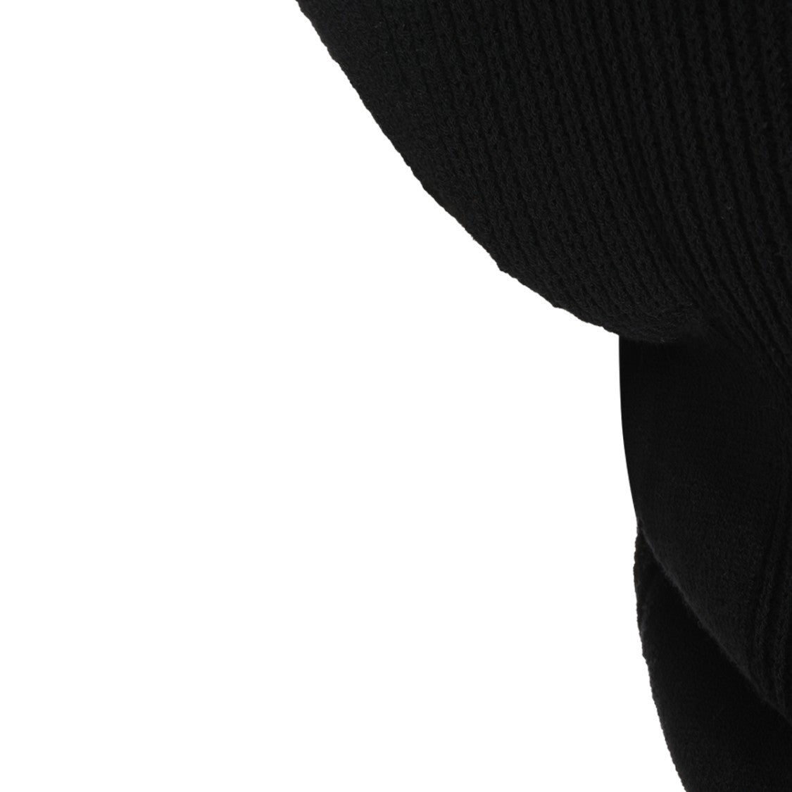 Rick Owens Cropped Black Ribbed Knit Sweater With High Turtleneck And Structured Sleeves