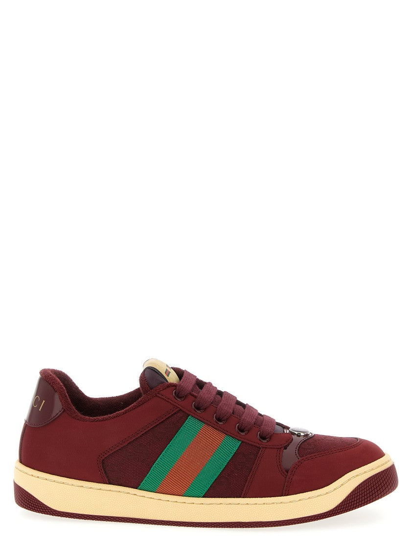 Gucci Burgundy Low-Top Sneakers With Gg Monogram