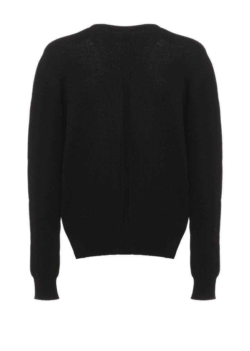 Rick Owens Black Ribbed Knit Wool Sweater
