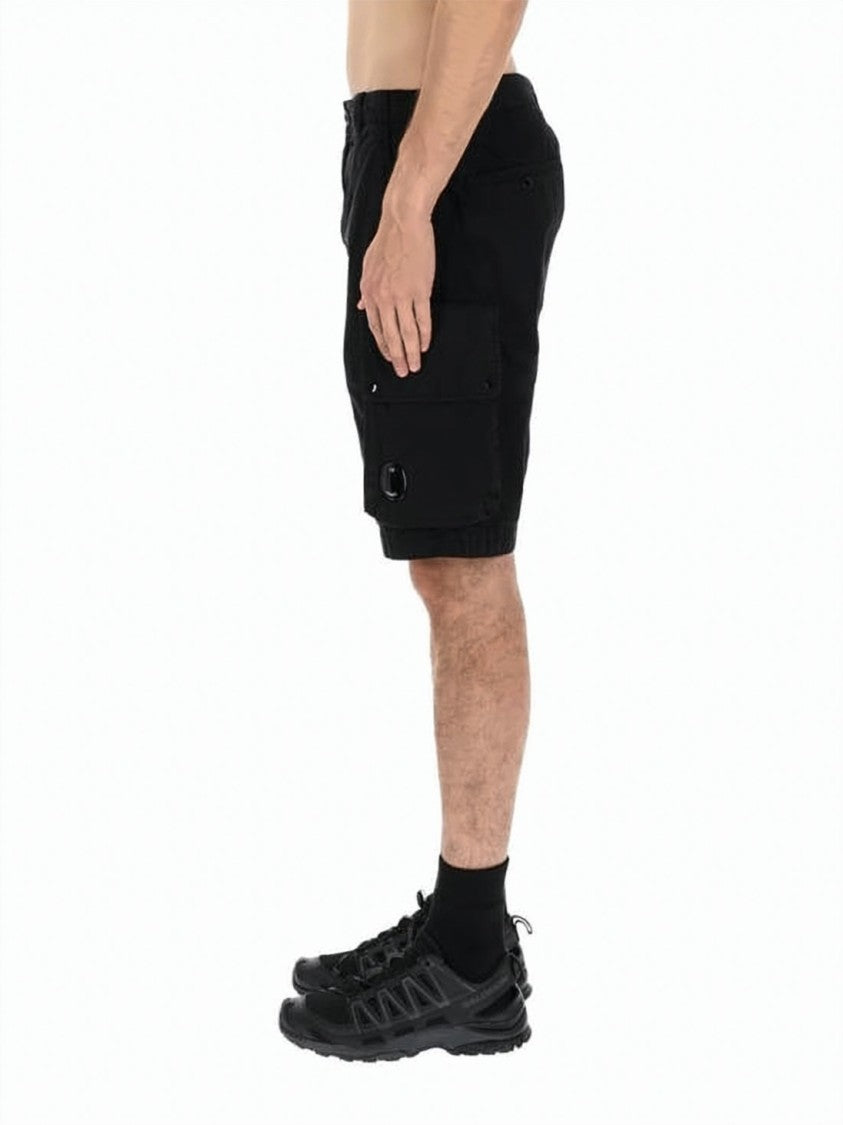 C.P. Company Relaxed Fit Olive Shorts With Button Closure