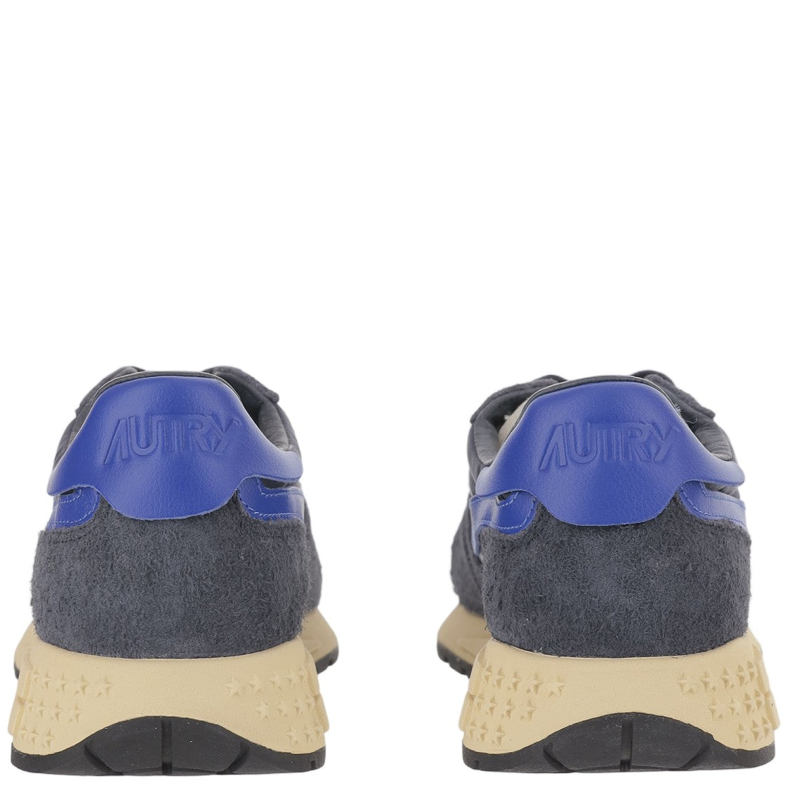 Autry Navy Leather Blend Sneakers With Front Lacing Design