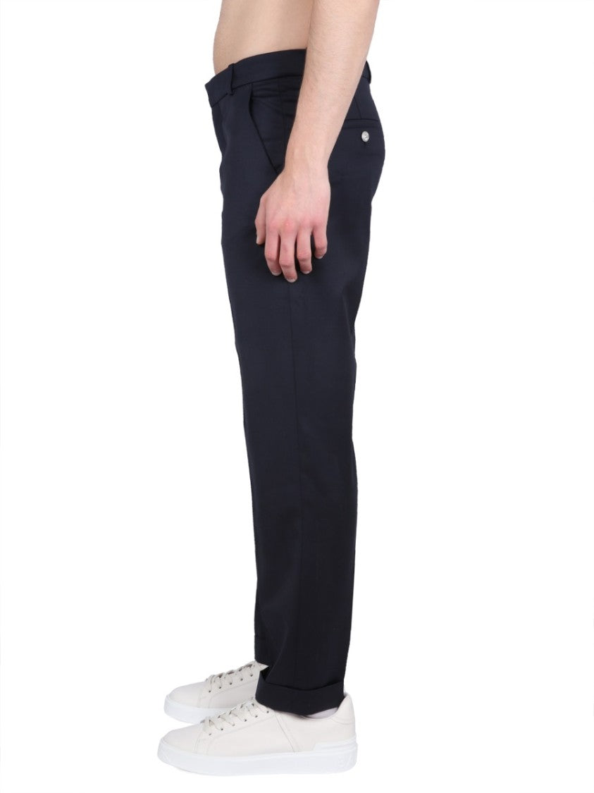 Balmain Black Wool Straight Leg Pants