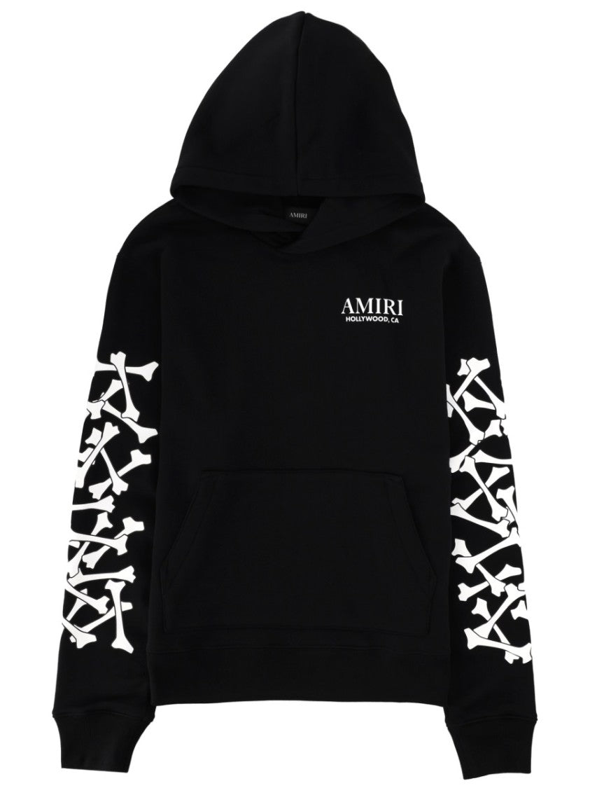 Amiri Black Bones Stacked Graphic Cotton Hoodie