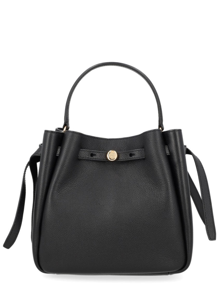 Tory Burch Pebbled Leather Shoulder Bag With Adjustable Strap And Subtle Emblem