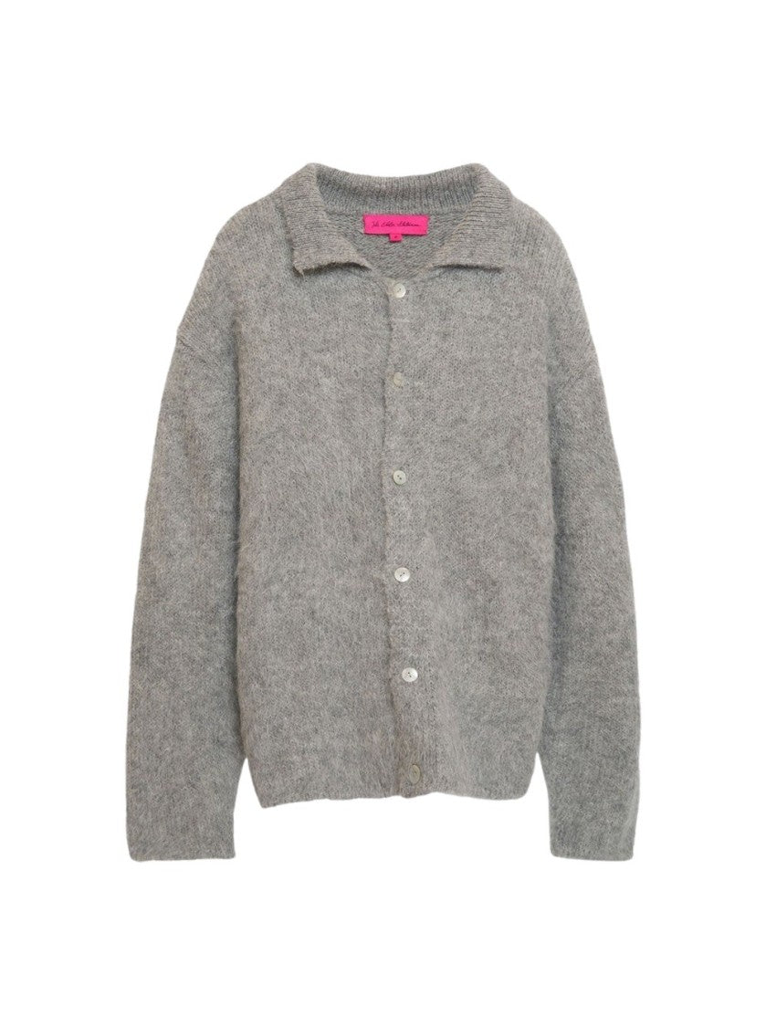 The Elder Statesman Thistle Button Up Sweater Light Grey