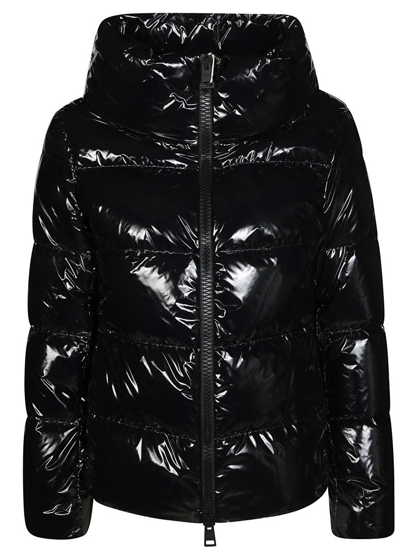 Herno Glossy Hooded Down Coat With Quilted Design