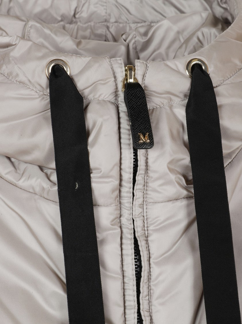 Max Mara Lightweight Grey Coat With Hood And Front Zip Closure