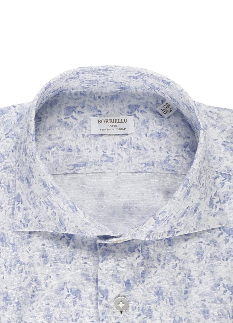 Borriello Blue Floral Print Linen Shirt