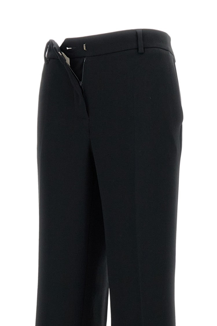 Alberto Biani Flared Black Cady Trousers With Tailored Silhouette