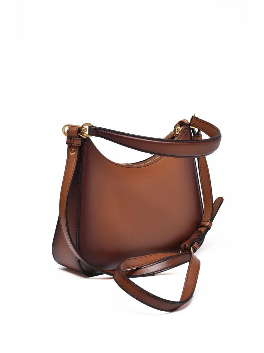 Stella Mccartney Brown Curved Polyamide Adjustable Shoulder Bag