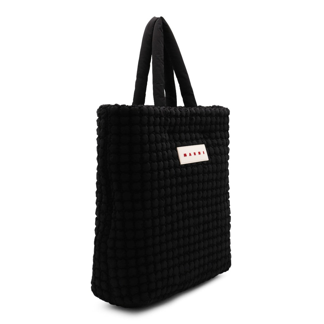 Marni Textured Padded Black Tote With Logo Detail