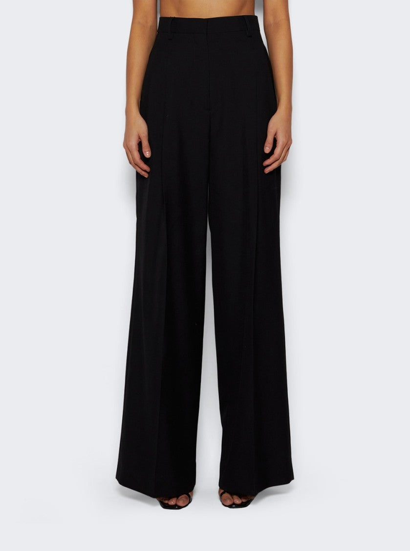 Burberry Double Pleat Wide Leg Wool Trousers