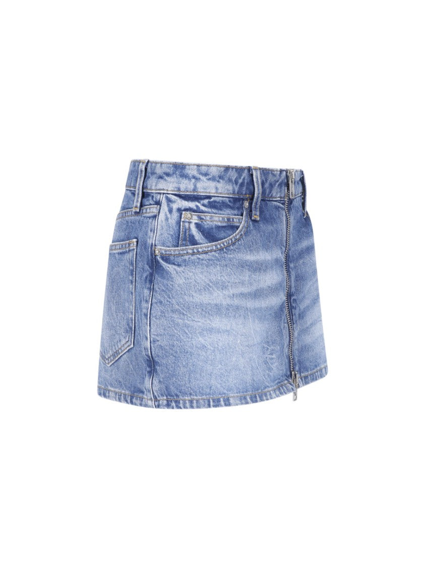 Alexander Wang Blue Front Zip Denim Mini Skirt