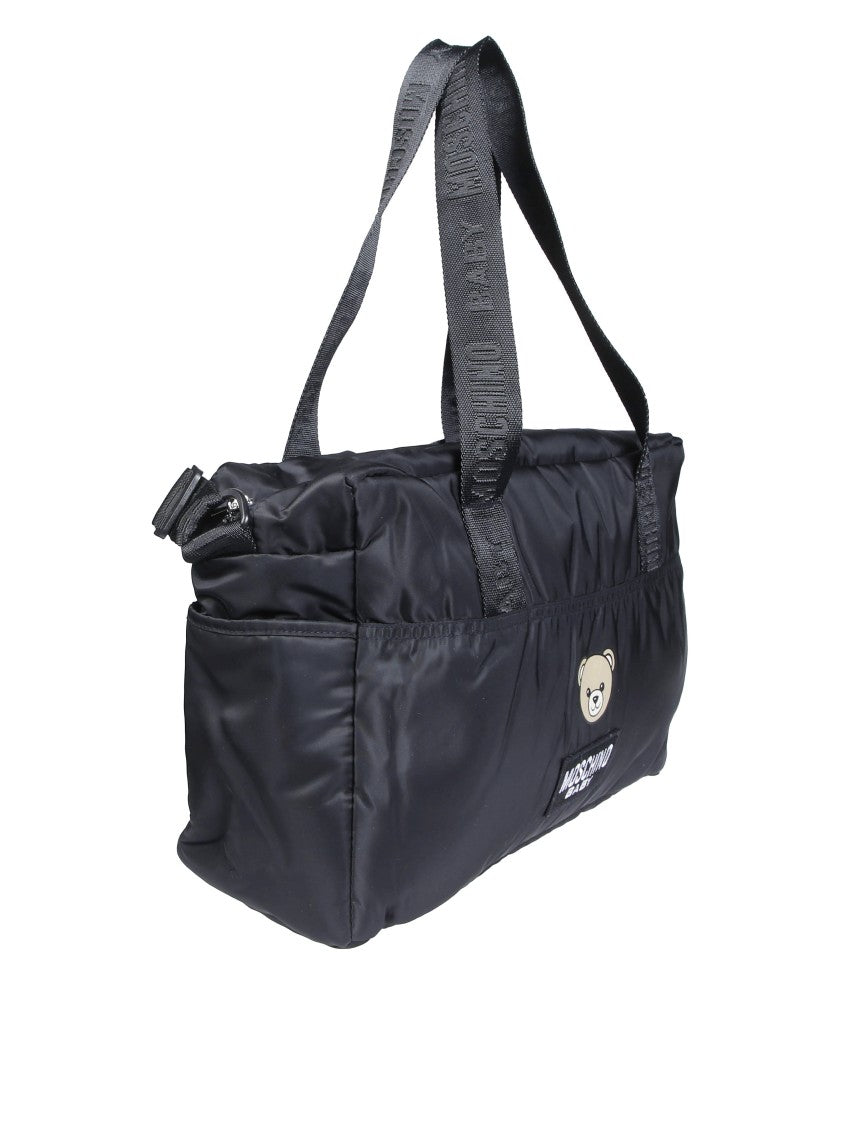 Moschino Kids Black Baby Changing Bag W/Mat Changing Bag