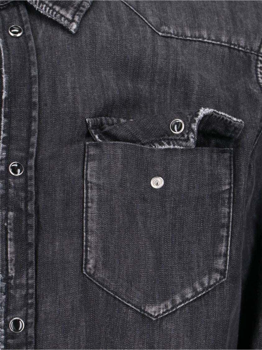 Dsquared2 Black Vintage Classic Collar Denim Shirt