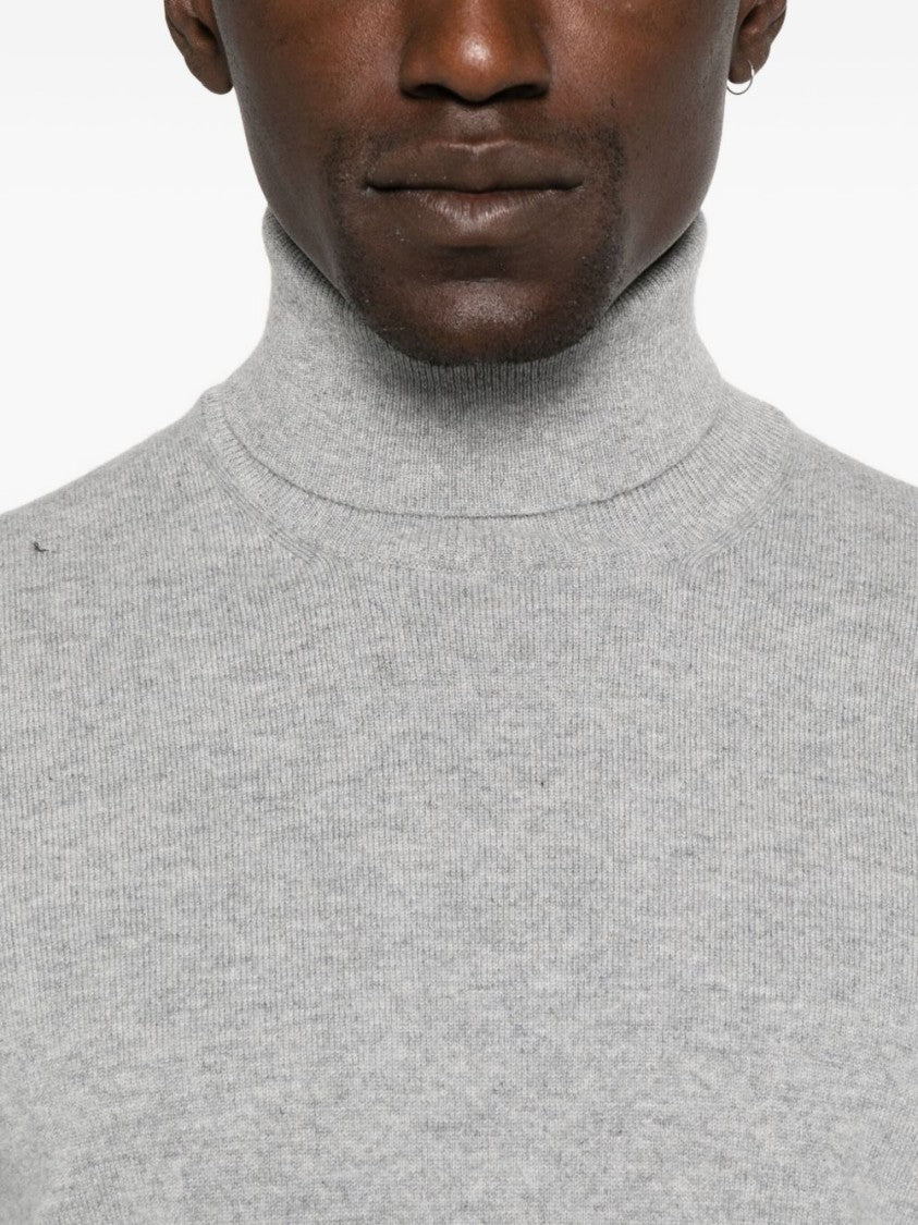 Gran Sasso Men's Turtleneck Sweater In Soft Grey Knit