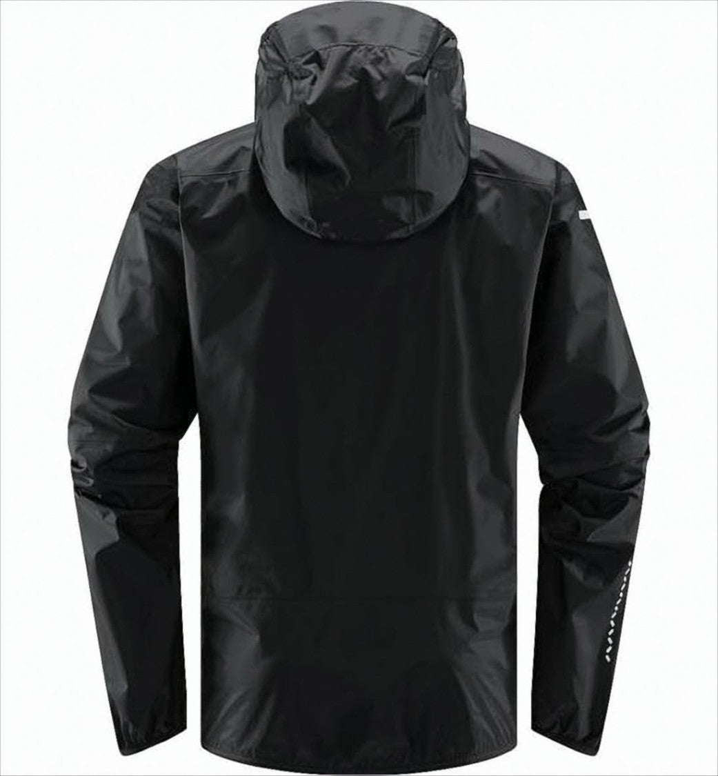 Haglöfs Minimalistic Black Hooded Jacket With Reflective Details