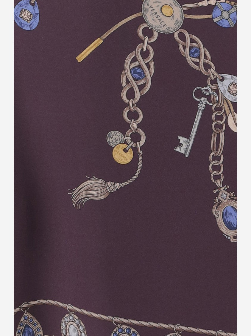 Versace Printed Silk Twill Mini Skirt With Side Bow Detail