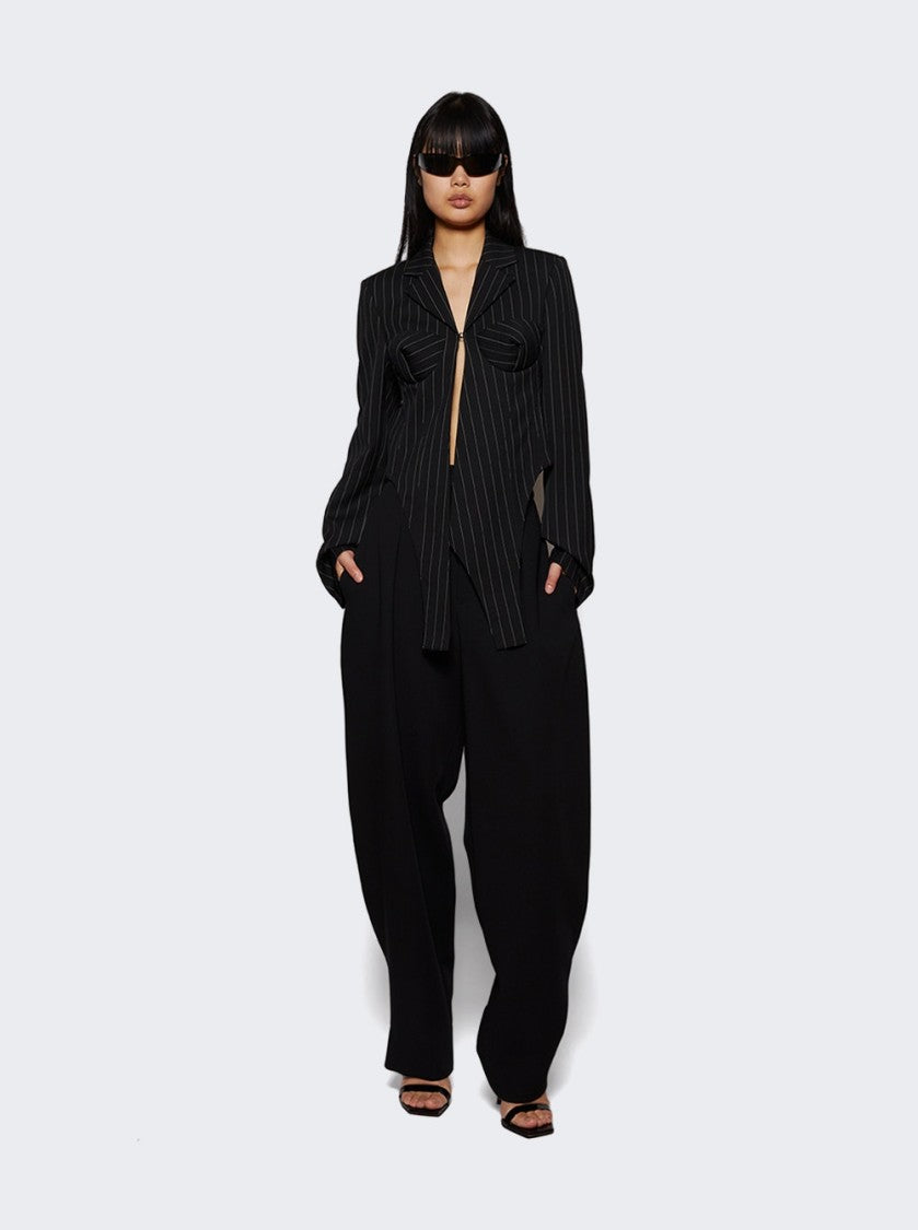 Jean Paul Gaultier Tailoring Jacket With Corset Details Black And White