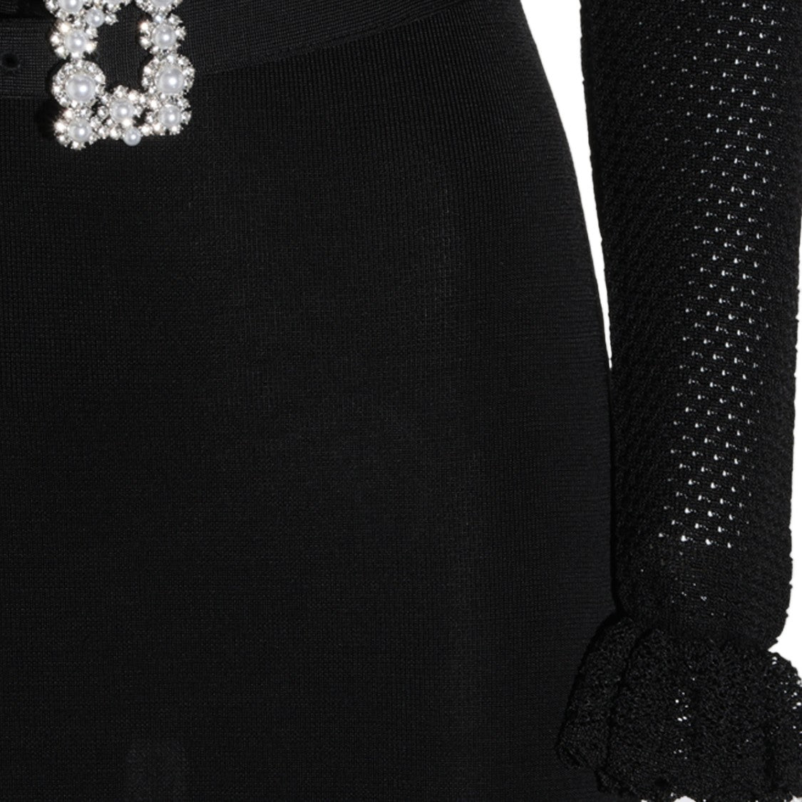 Self-Portrait Fitted Textured Knit Pearl Midi Dress