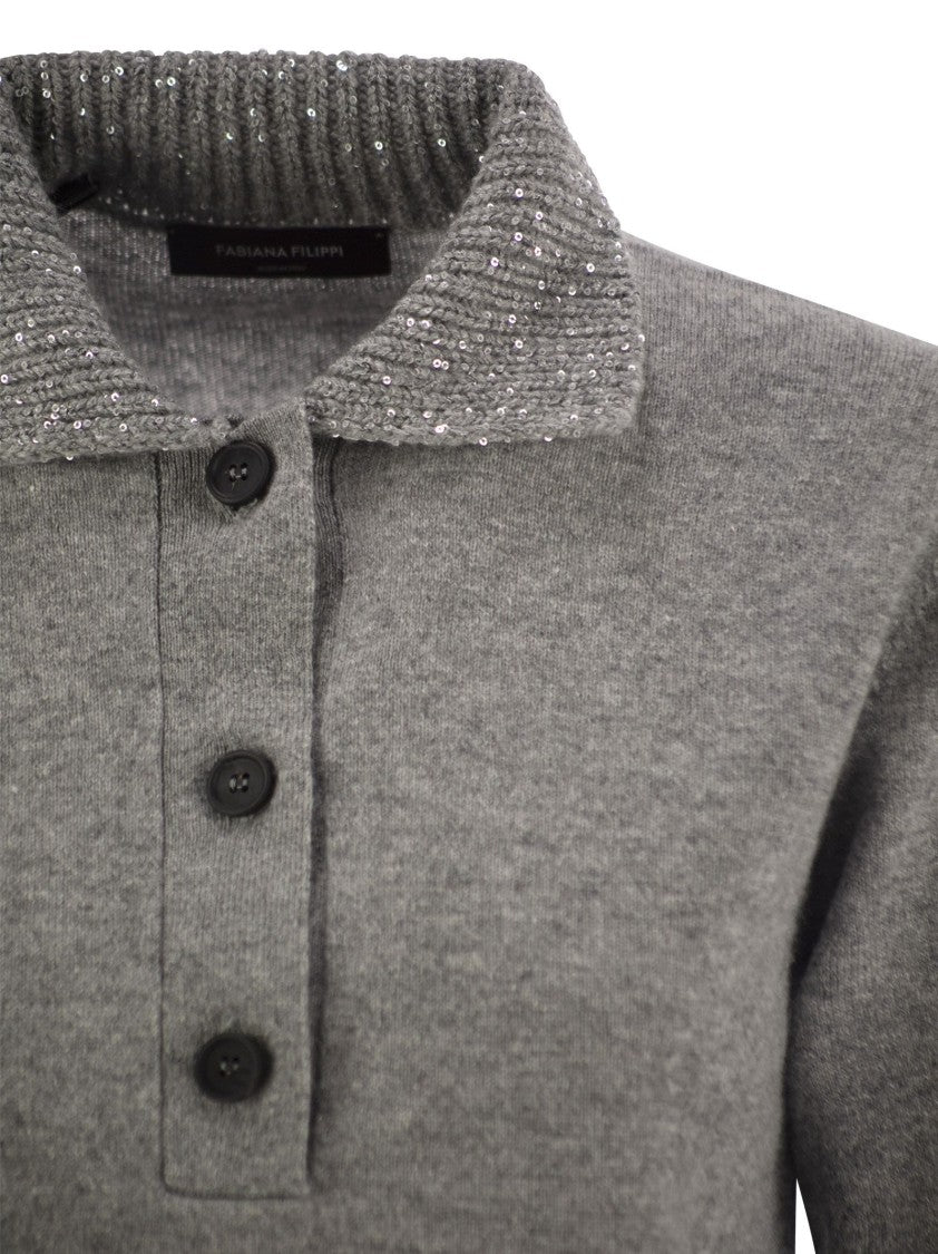 Fabiana Filippi Wool, Silk And Cashmere Polo Collar Sweater