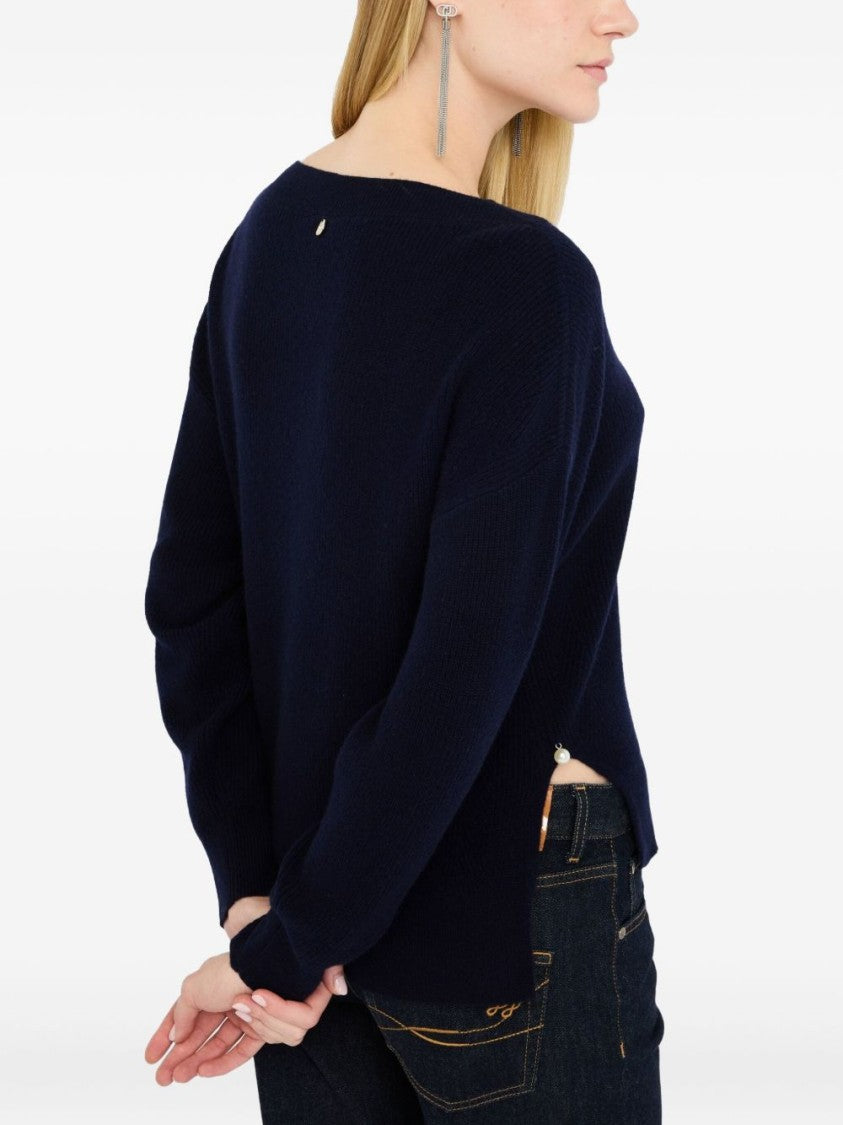Liu Jo Navy Blue Boat Neck Sweater