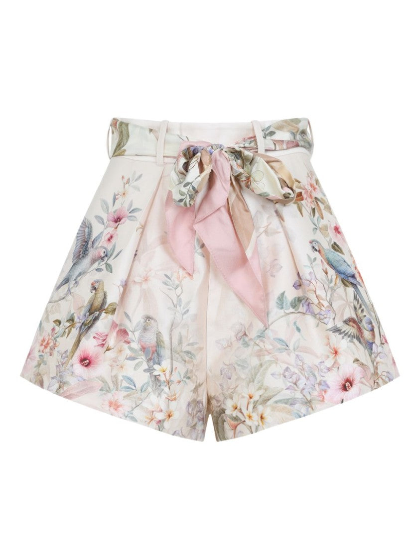 Zimmermann Bermuda Shorts In Silk-Cotton Blend With Floral Print