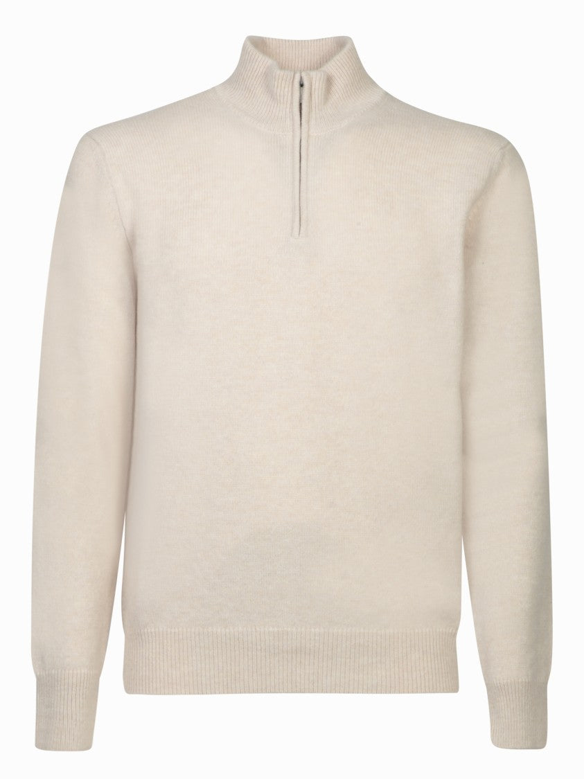 Zanone Knitwear Sweater With Half-Zip Closure And Texture