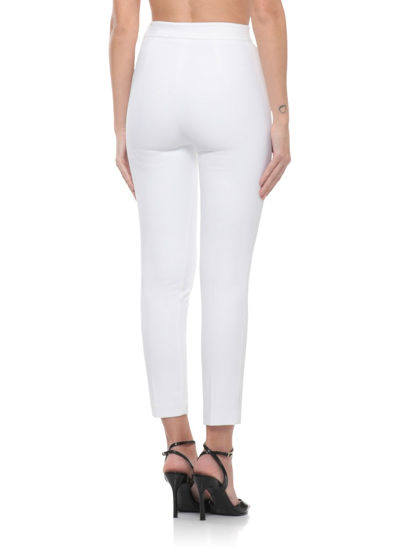 Elisabetta Franchi Ivory Pants With Logoed Pants