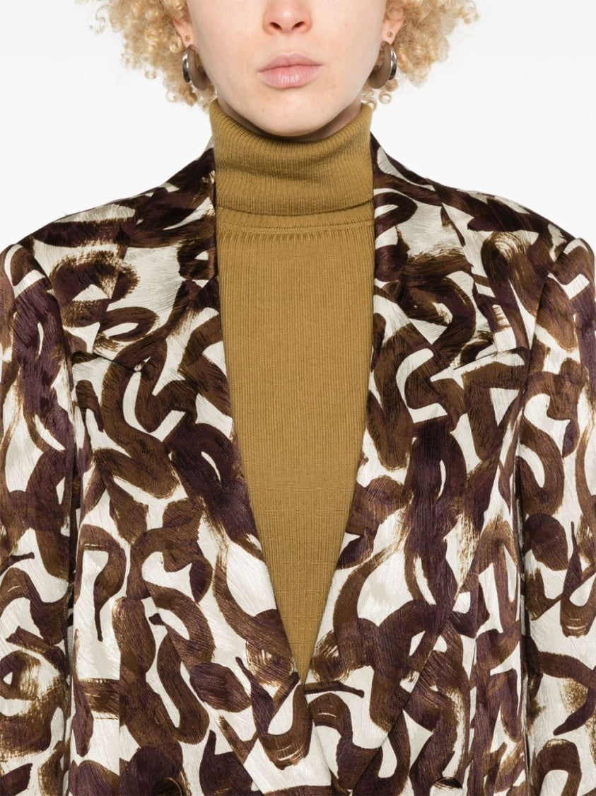 Dries Van Noten Abstract-Print Tailored Blazer With Notched Lapel