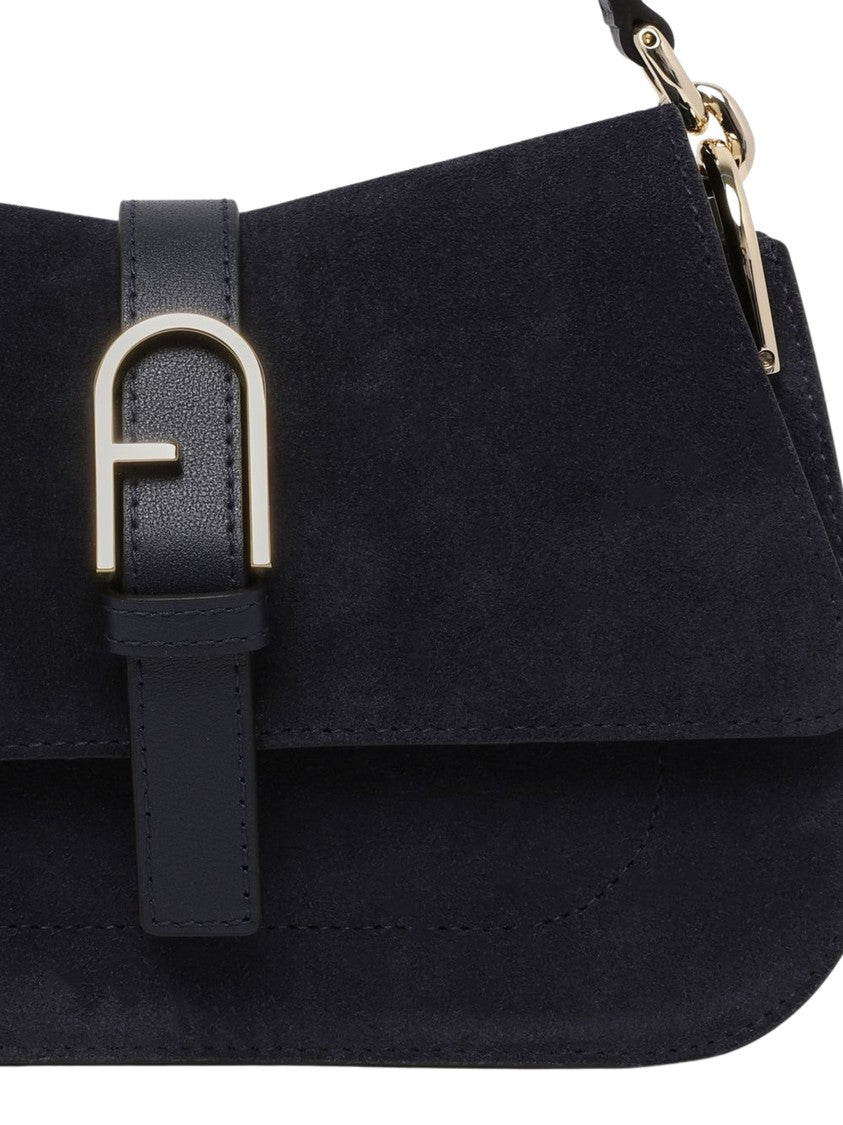Furla Flow Mini Structured Rectangular Suede Shoulder Bag