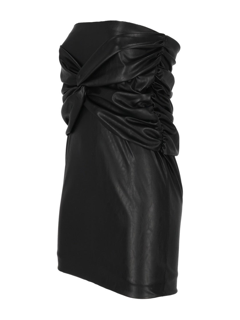 Elisabetta Franchi Glossy Black Mini Skirt With Ruched Waist Design