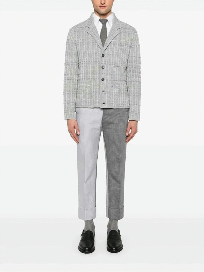 Thom Browne Textured Knit Cardigan With Structured Collar